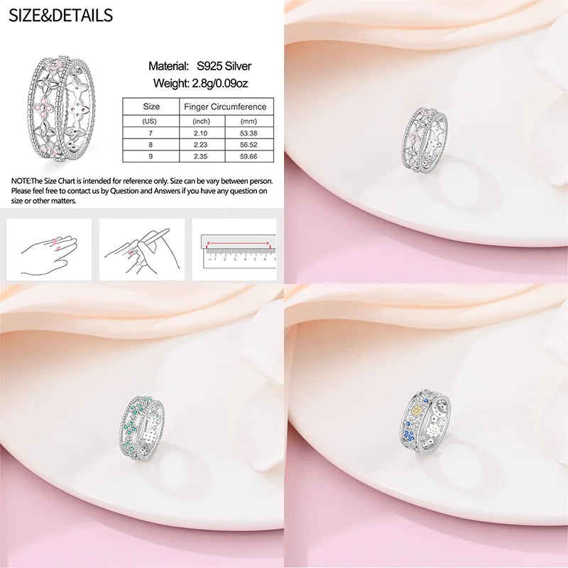 Women's 925 Sterling Silver Hollow Ring — Flower Butterfly Heart Sun Fashion Jewelry — view 3 of jewelry