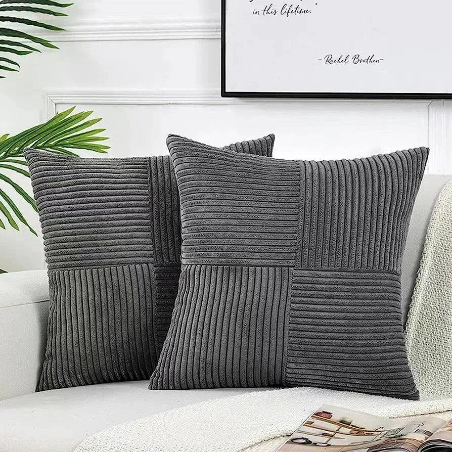 Rust Boho Corduroy Throw Pillow Cover &mdash; 18&times;18 in Terracotta Patchwork Accent Cushion — view 14 of cushion covers & pillow cases