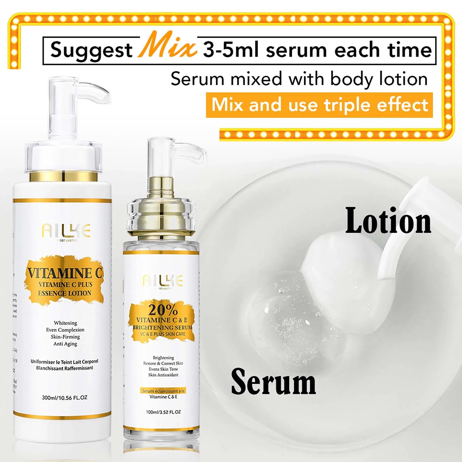 AILKE Brightening Body Lotion — Vitamin C + Hyaluronic Acid for Even Skin Tone