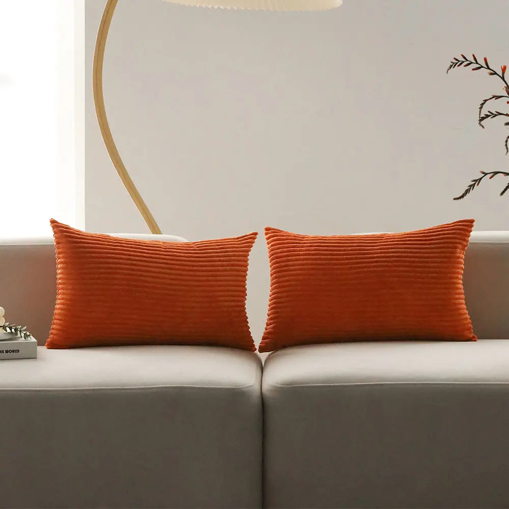 Orange Corduroy Lumbar Cushion Cover &mdash; 30&times;50 cm Ultra-Soft Throw Pillow Case — view 4 of cushion covers & pillow cases