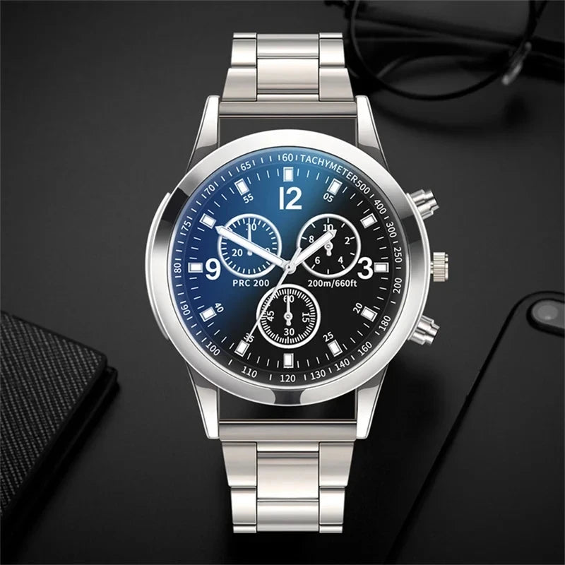 Men's Stainless Steel Luxury Quartz Watch — Fashion Business Casual Wristwatch — view 5 of watches