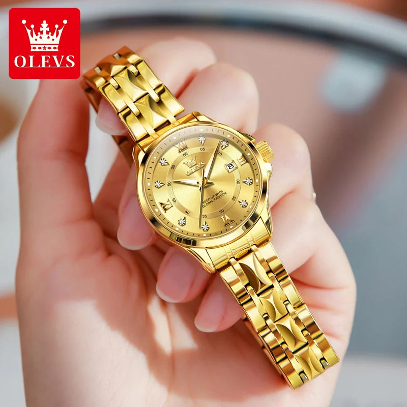 OLEVS Women's Gold Luxury Watch — Fashion Quartz Wristwatch — view 3 of watches