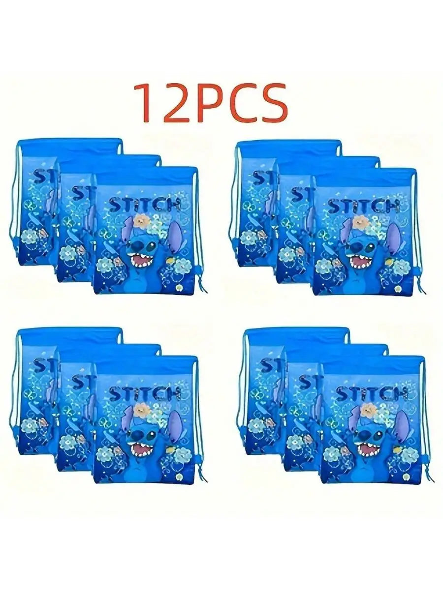 12pcs Colorful Cartoon Drawstring Party Bags - Kids Party Favor Backpacks, Hand Washable — view 7 of drawstring bags