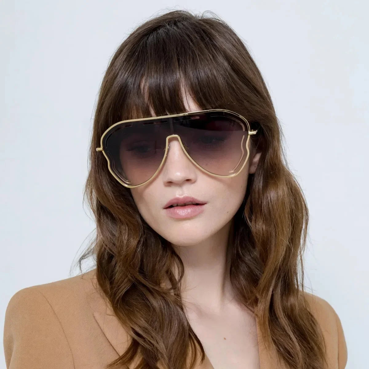 Oversized Shield Sunglasses 2024 — Hollow One-Piece Big-Frame Luxury Special-Shaped Eyewear — view 4 of sunglasses