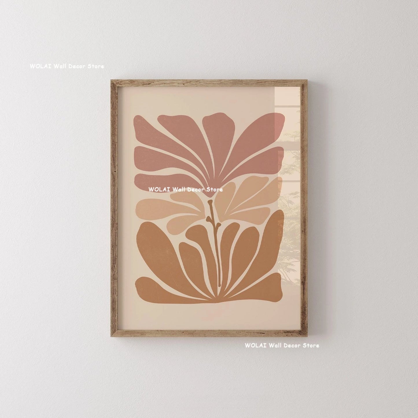 Abstract Moody Plant Canvas Poster — Mid-Century Beige & Black Floral Wall Art — view 10 of wall art & prints