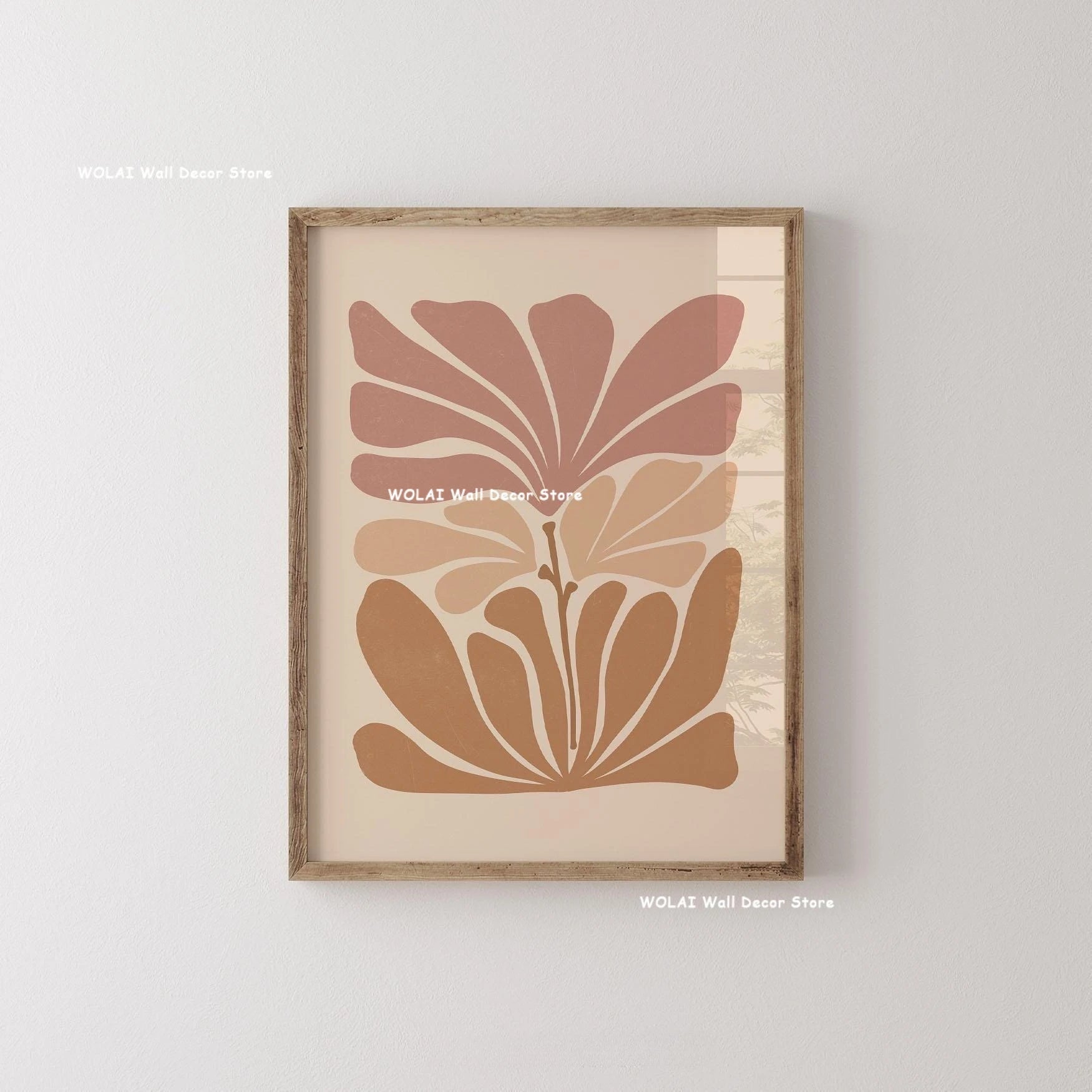 Abstract Moody Plant Canvas Poster — Mid-Century Beige & Black Floral Wall Art — view 10 of wall art & prints