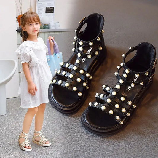 Children's Sandals Girls' Shoes Princess Sports Sandals Summer 2022 Kids Fashion Rivets Gladiator Sandals 3 7 8  9 10 11 12 Year