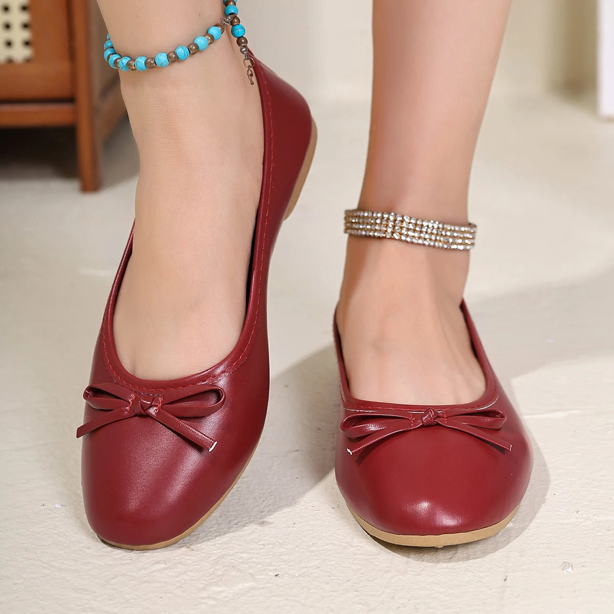 Flats & Ballet — Elegant Red Ballet Flats, Versatile Spring Summer Statement Flats — view 3 of flats & ballet