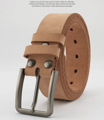 Belts Genuine Whole-Cowhide Men's Leather Belt — Trimmed-Edge Heritage Retro Style — view 1 of belts