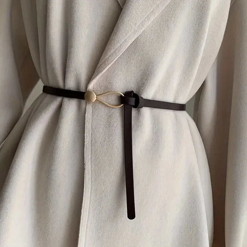 Belts Vintage Knotted PU Leather Waistband — No-Hole Decorative Tie Belt — view 7 of belts