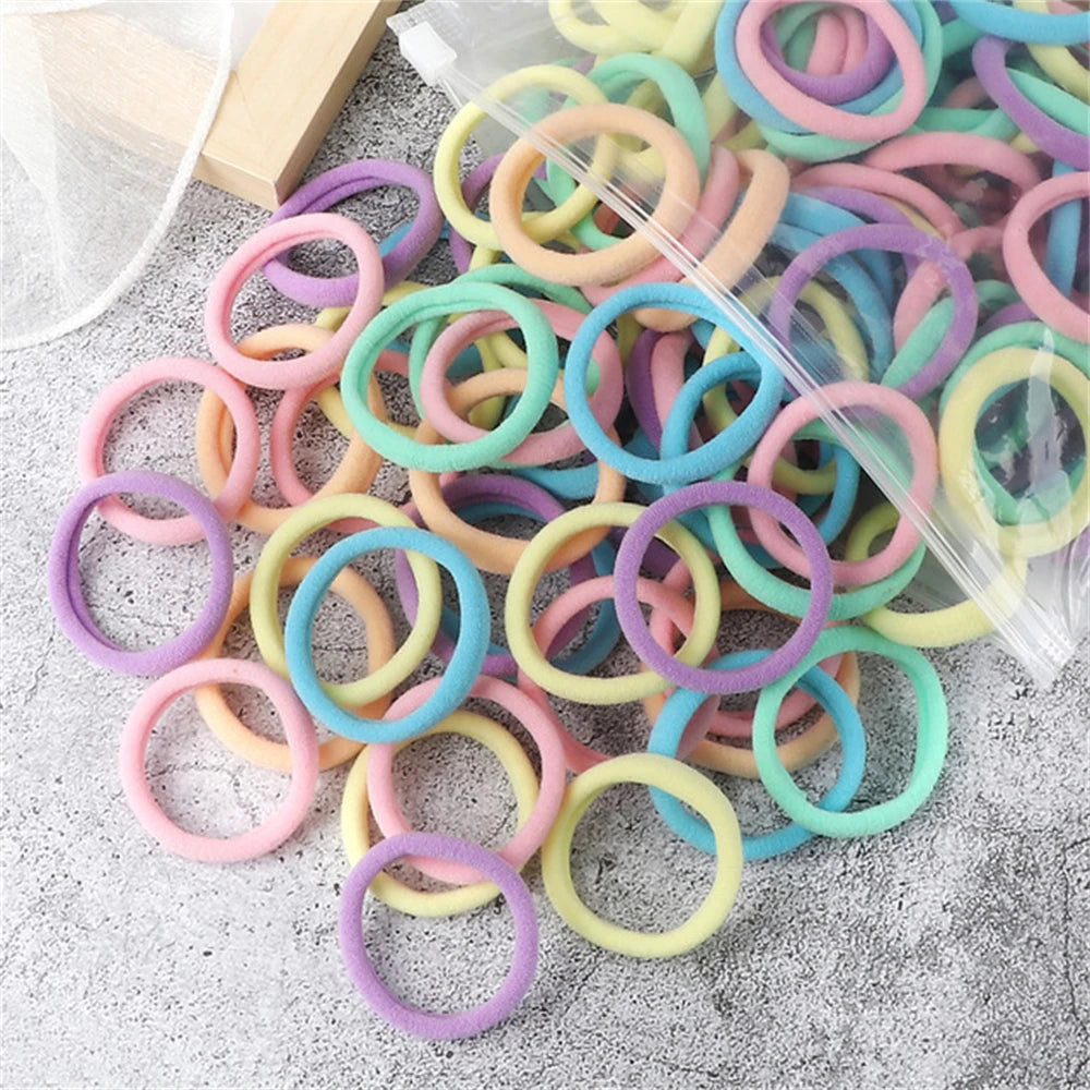 Black Elastic Hair Tie Set - 50pc No-Damage Hair Bands for Women
