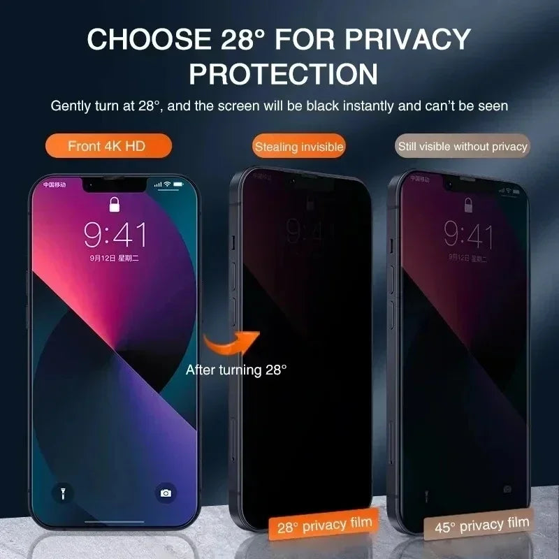 3Pcs Privacy Screen Protector for iPhone 13/14/15/16/17 Pro Max Anti-Spy — view 3 of screen protectors