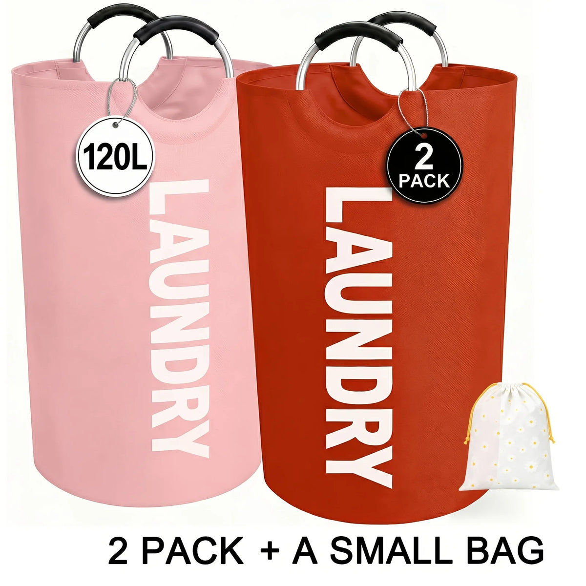 2-Pack Foldable Laundry Hamper with Detachable Bag, Tall — view 12 of home & kitchen