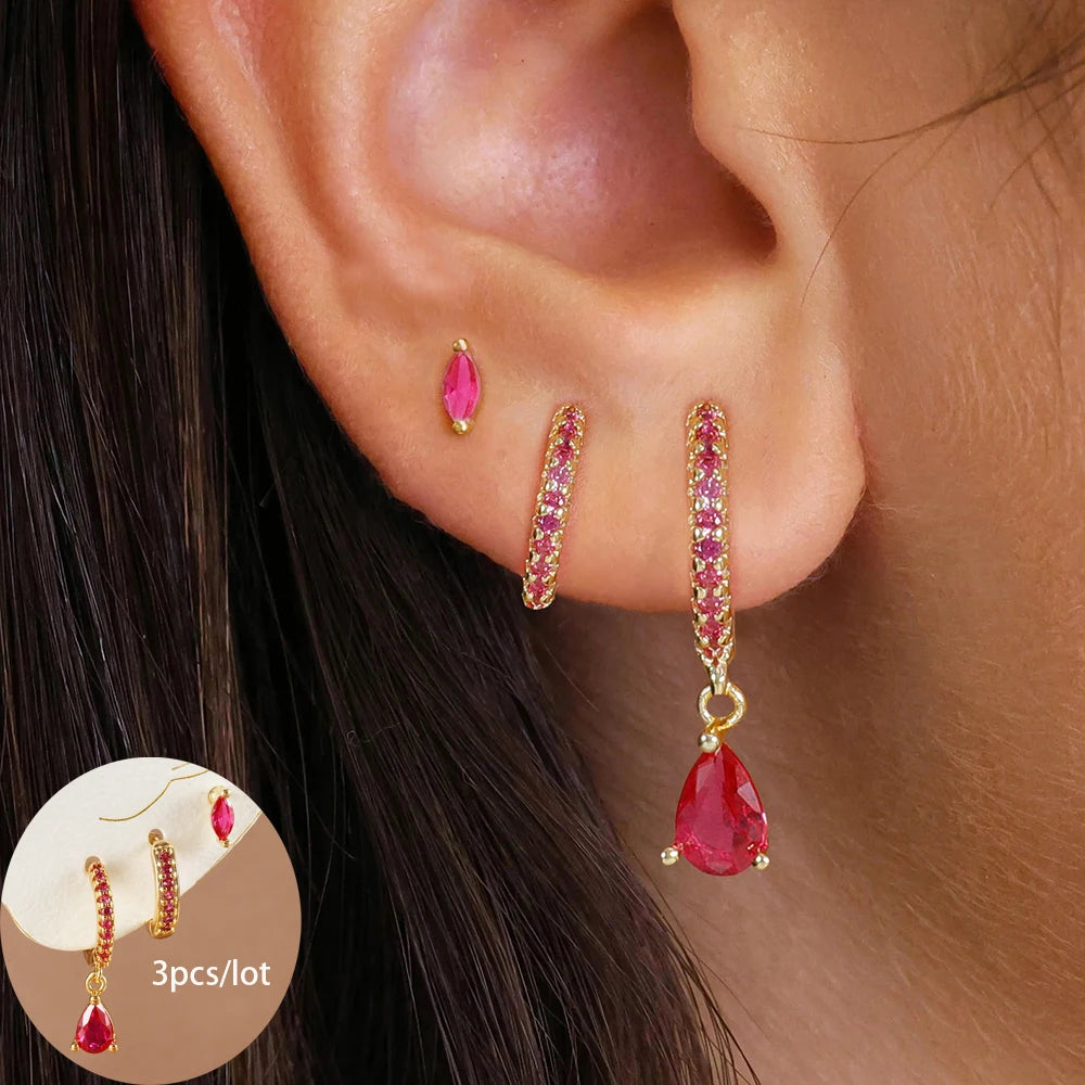 Women's 3pc Star Drop Earrings Set — 18K Gold Plated Round Dangle Jewelry — view 16 of jewelry