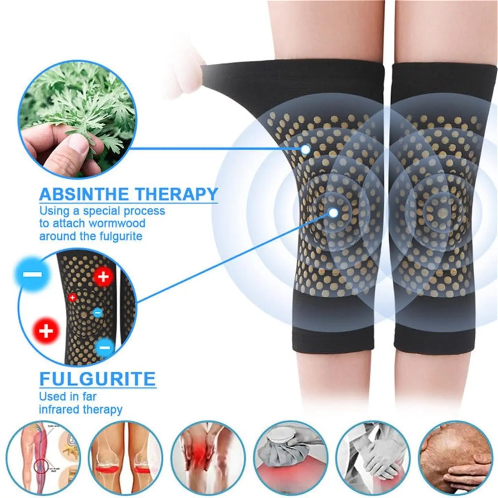 Mugwort Self-Heating Knee Brace — Herbal Warming Therapy for Stiff Joints — view 2 of braces & support