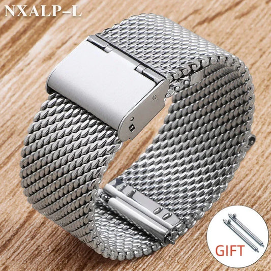 Milanese Mesh Loop Stainless Steel Watch Band — 18/20/22mm Magnetic Quick-Release Strap — view 1 of watch straps