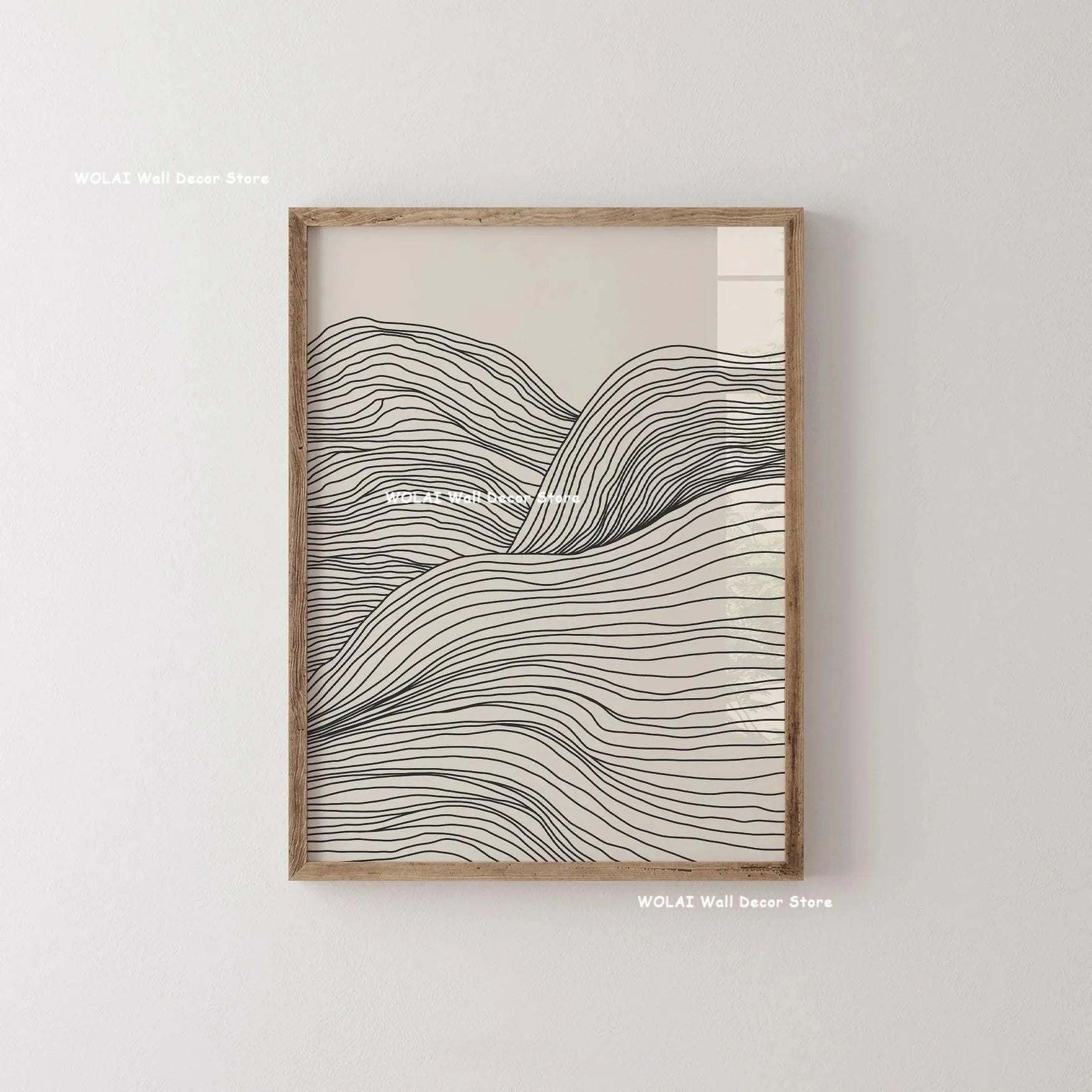 Abstract Moody Plant Canvas Poster — Mid-Century Beige & Black Floral Wall Art — view 3 of wall art & prints