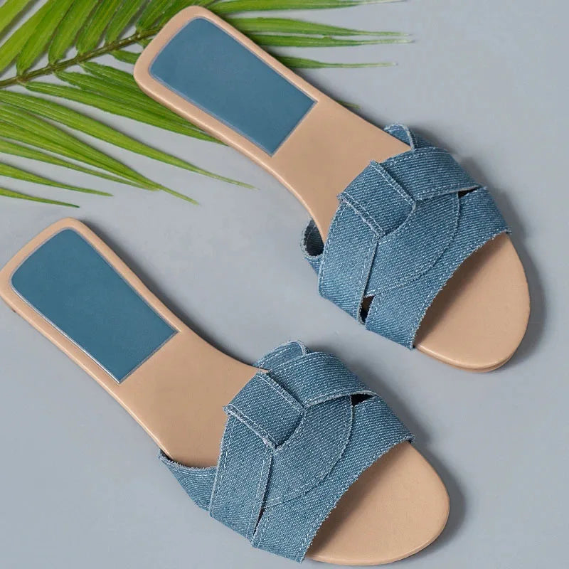 Designer-Look Woven Slippers — Comfortable Flat Summer Slides for Women — view 2 of sandals & slides