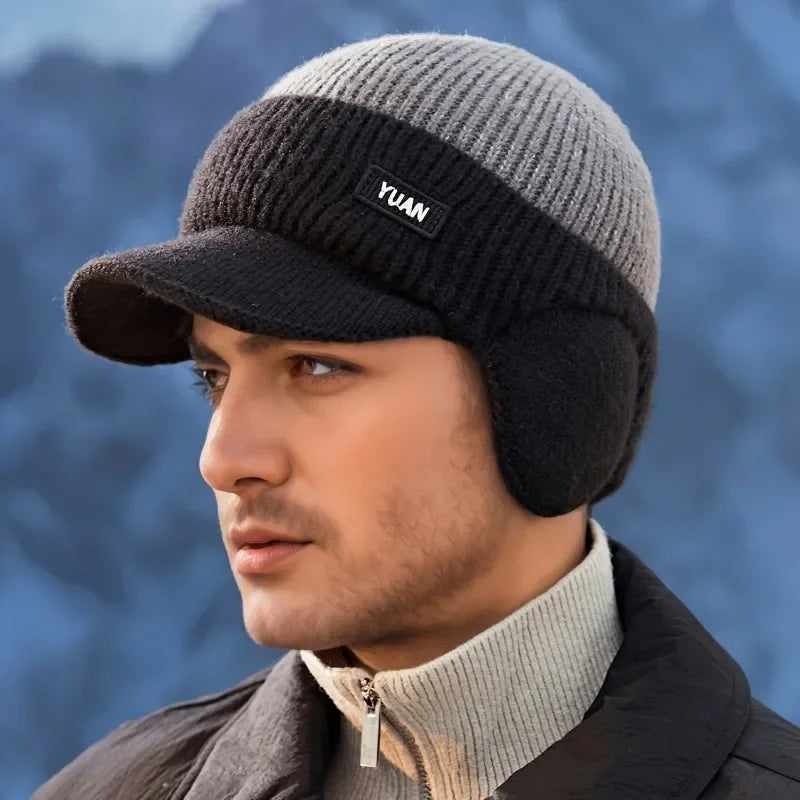 Dual-Tone Knit Baseball Cap — Fall Winter Texture Trend Dad Hat with Ear Protection Couples Set — view 8 of hats & caps