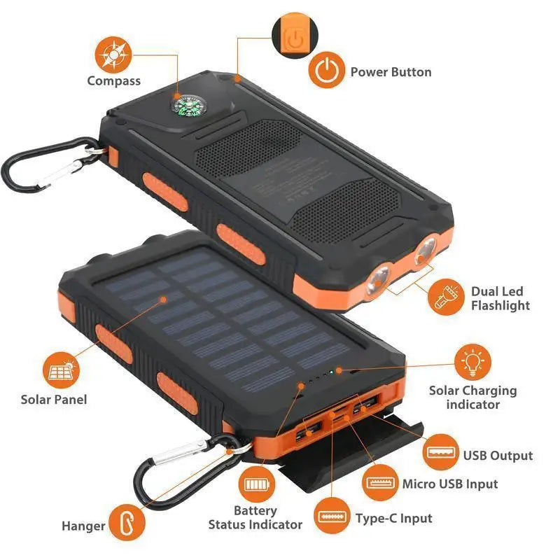 Solar 10000mAh Power Bank — Dual USB Fast Charge Outdoor Portable Charger — view 5 of power banks