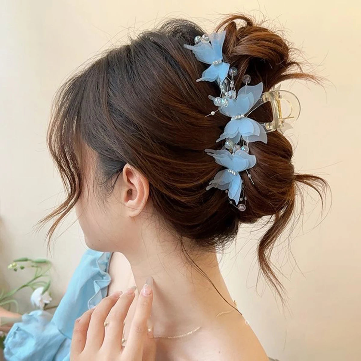 Super Fairy-Like Butterfly Hair Clip, Large Shark Clip, Back-Of-Head Hair Clip for Girls and Women, — view 7 of product