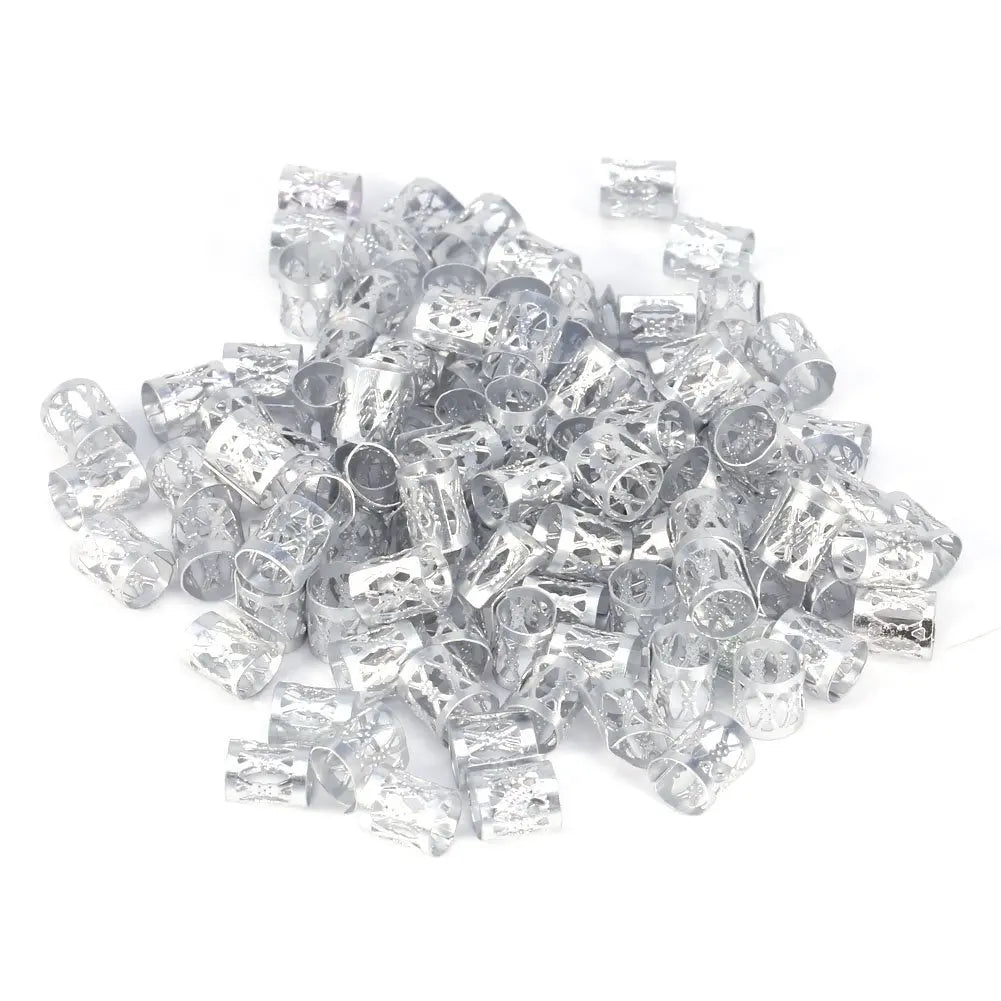 100pcs Hollow Out Hair Ring,Dreadlocks Beads Hair BraidRings Clips Dread Locks Hair Braiding Metal CuffsDecoration/Accessories