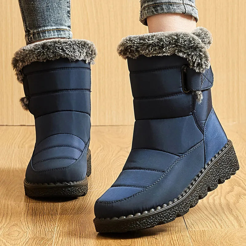 Women's Boots 2025 Trend — Low-Heel Waterproof Fur Snow Ankle Boots — view 4 of boots