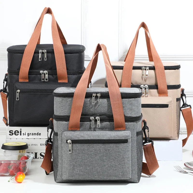 Double-Layer Thermal Lunch Bag - Insulated Crossbody Tote for Meals & Drinks — view 6 of lunch bags