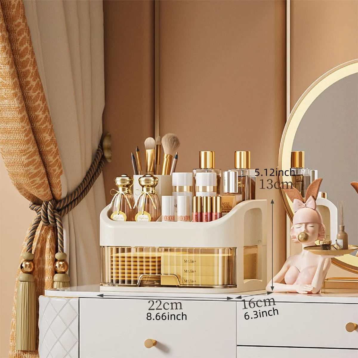 Storage Organizer Multi-Layer Makeup Box — Cosmetic Skincare Eyeshadow Lipstick for Dresser Bathroom