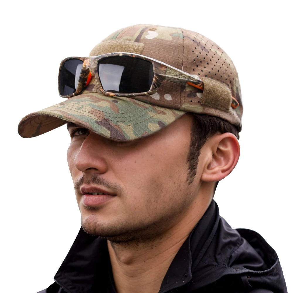 Camouflage Baseball Cap Outdoor — Tactical Sun Protection Hunting Hiking Fishing Men's Hat — view 2 of hats & caps