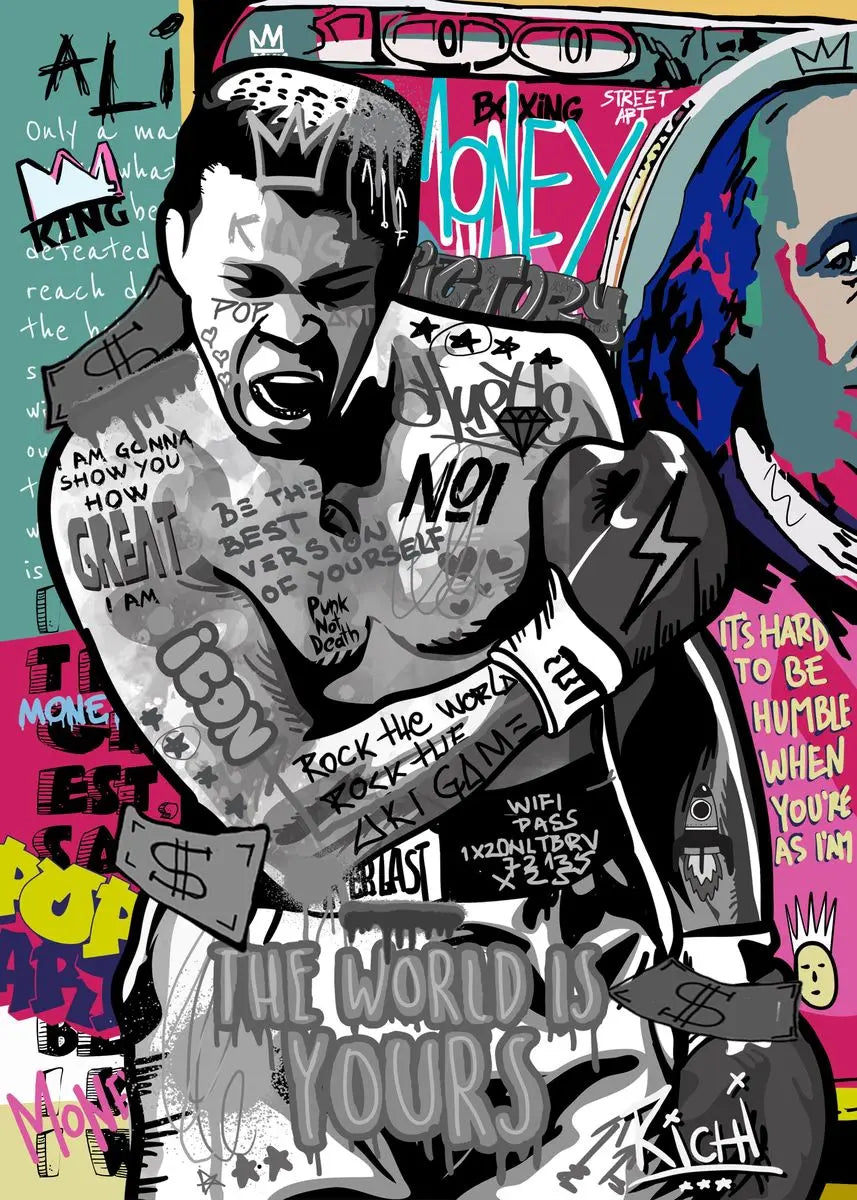 Home Decor Mike Tyson Boxing Graffiti Poster — Pop Canvas Wall Art, Boxer Legend Motivation