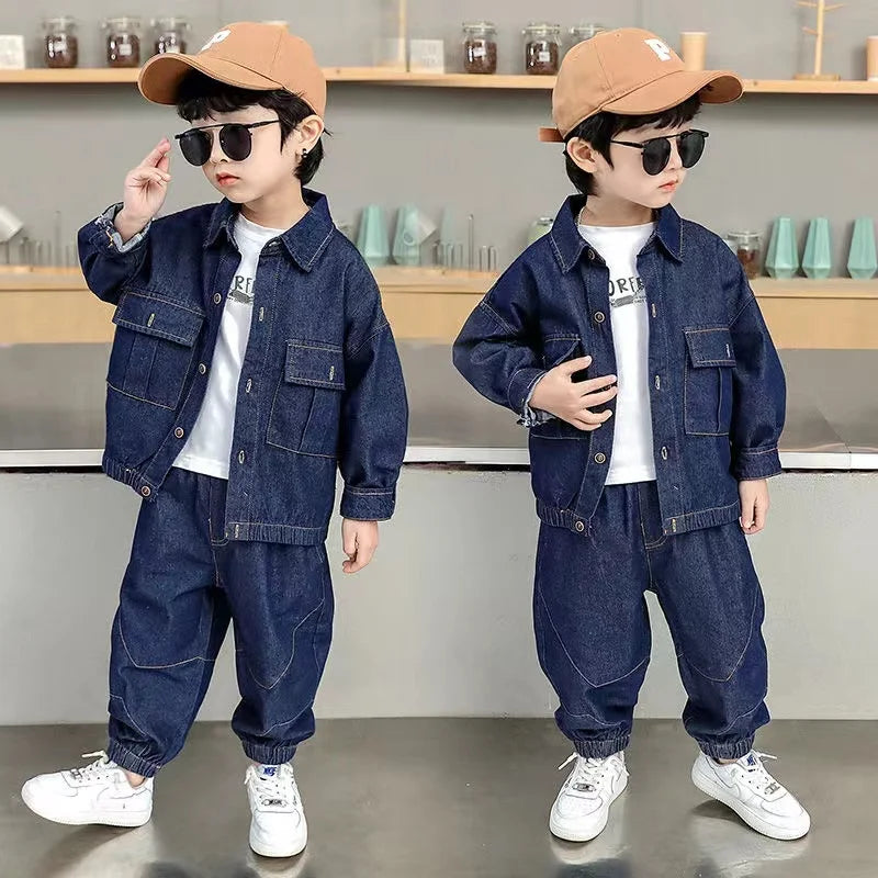 Baby Boy Boutique Clothing Set Fashion Boys Denim Jacket and Pants 2 Pcs Outfits Spring Autum Kids Bebes Girls Suits 2-10 Years