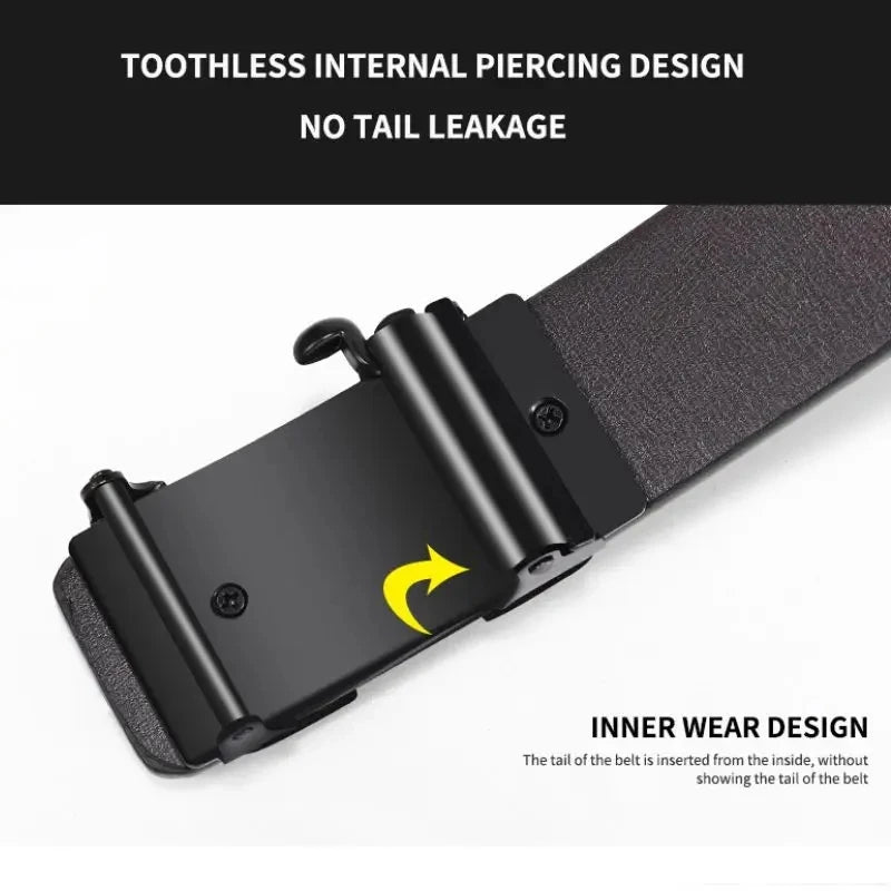 Belts Luxury-inspired Men's Genuine Leather Belt — Automatic Buckle Luxury — view 4 of belts