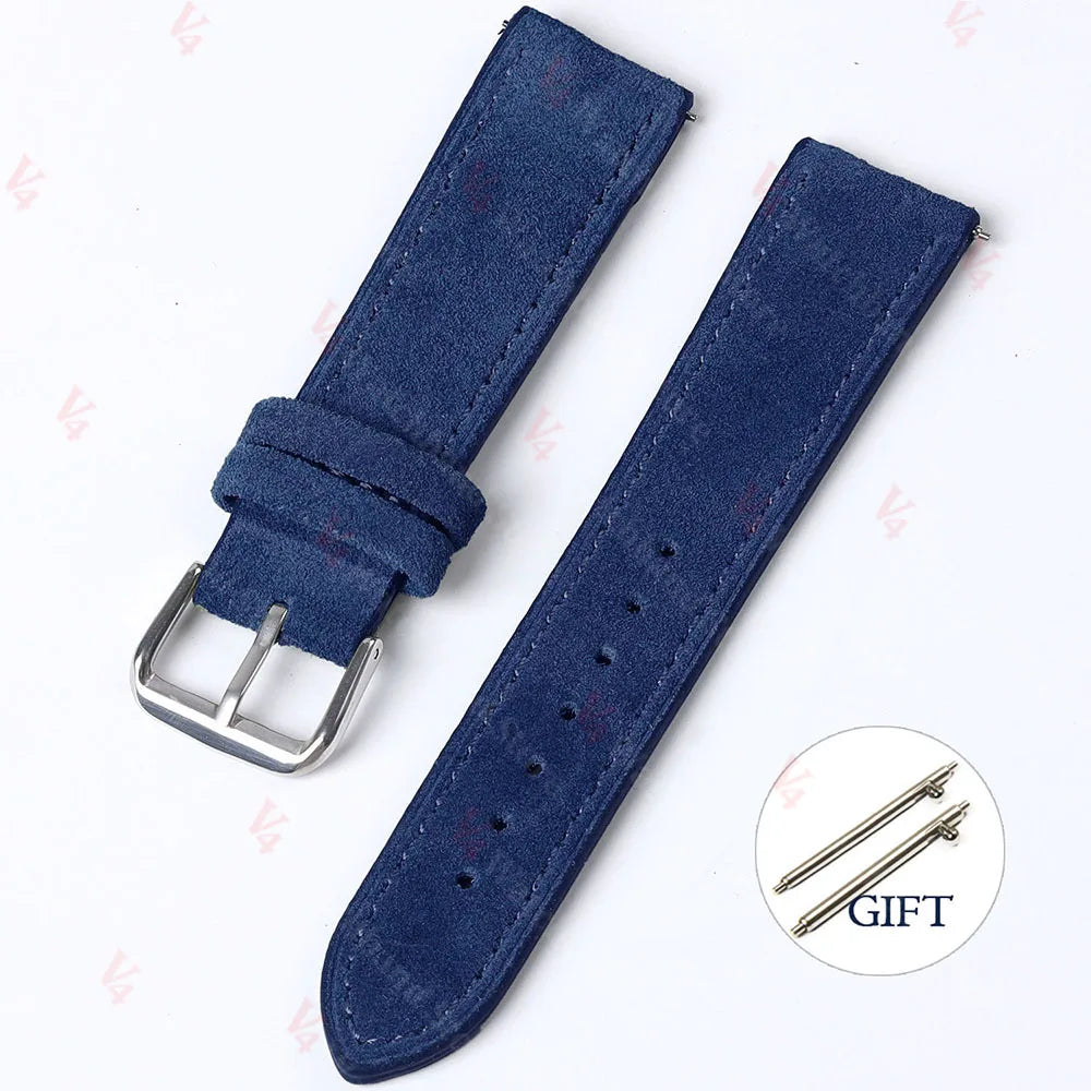 Vintage Suede Cowhide Watch Strap — 18mm 19mm 20mm 22mm Handmade Leather Band — view 18 of watch straps