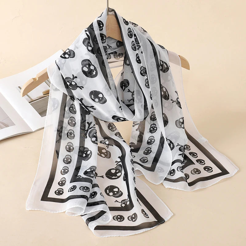 Printed Chiffon Scarf — Lightweight Sun-Protection Beach Shawl Wrap