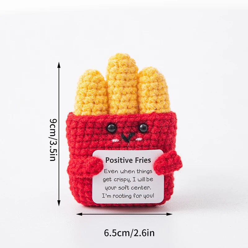 Home Decor Hand-Woven Crochet Ornament — Funny Vegetable Animal Doll with Hugging Card, Positive Energy Desk Accent & Gift