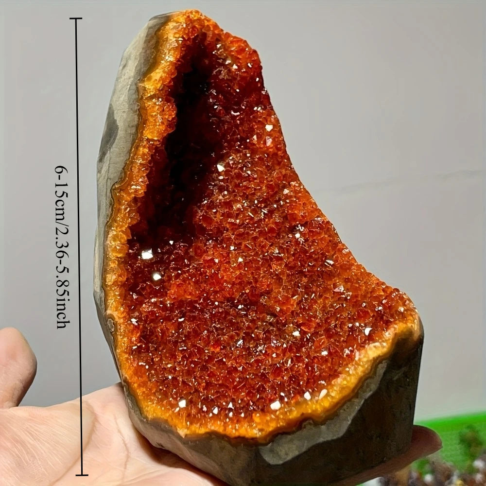 Crystal & Gemstone Orange Geode Quartz — Rainbow Mineral Cluster Meditation Rock Decor — view 3 of crystal & gemstone