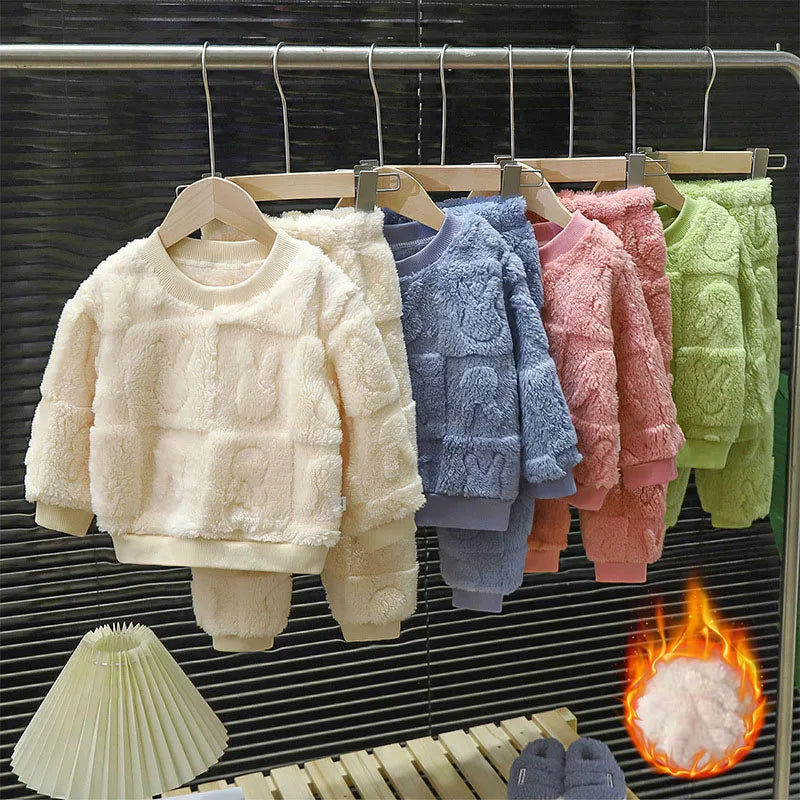 Baby Girl Clothes For Newborns Clothing Sets Autumn Winter Kids Boys Plus Fleece Warm Sweater Tops Pants 2pcs Suit 0-2 Years Old