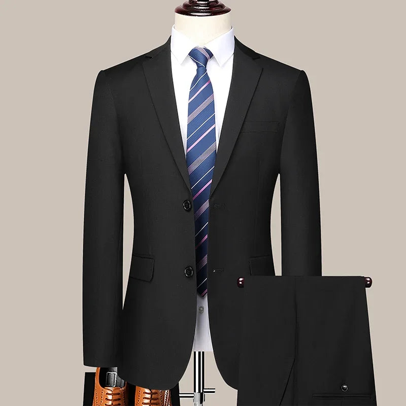 2024 Two-button Suit for Men (suit + Trousers) Handsome Slim-fit Business Professional Work Formal Two-piece Set  S-6XL