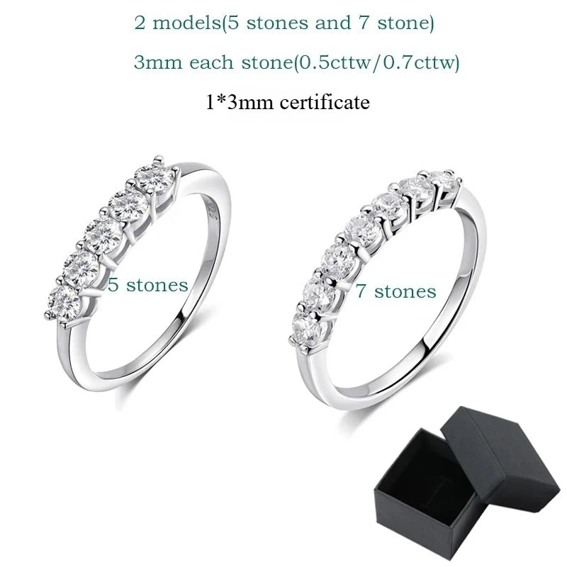 Smyoue Women's S925 Sterling Silver Moissanite Ring — 0.7CT 3mm Wedding Band Jewelry — view 6 of jewelry