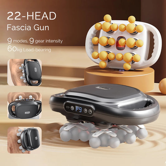 22-Head Deep-Tissue Percussion Fascia Massage Gun — Cordless Body Recovery