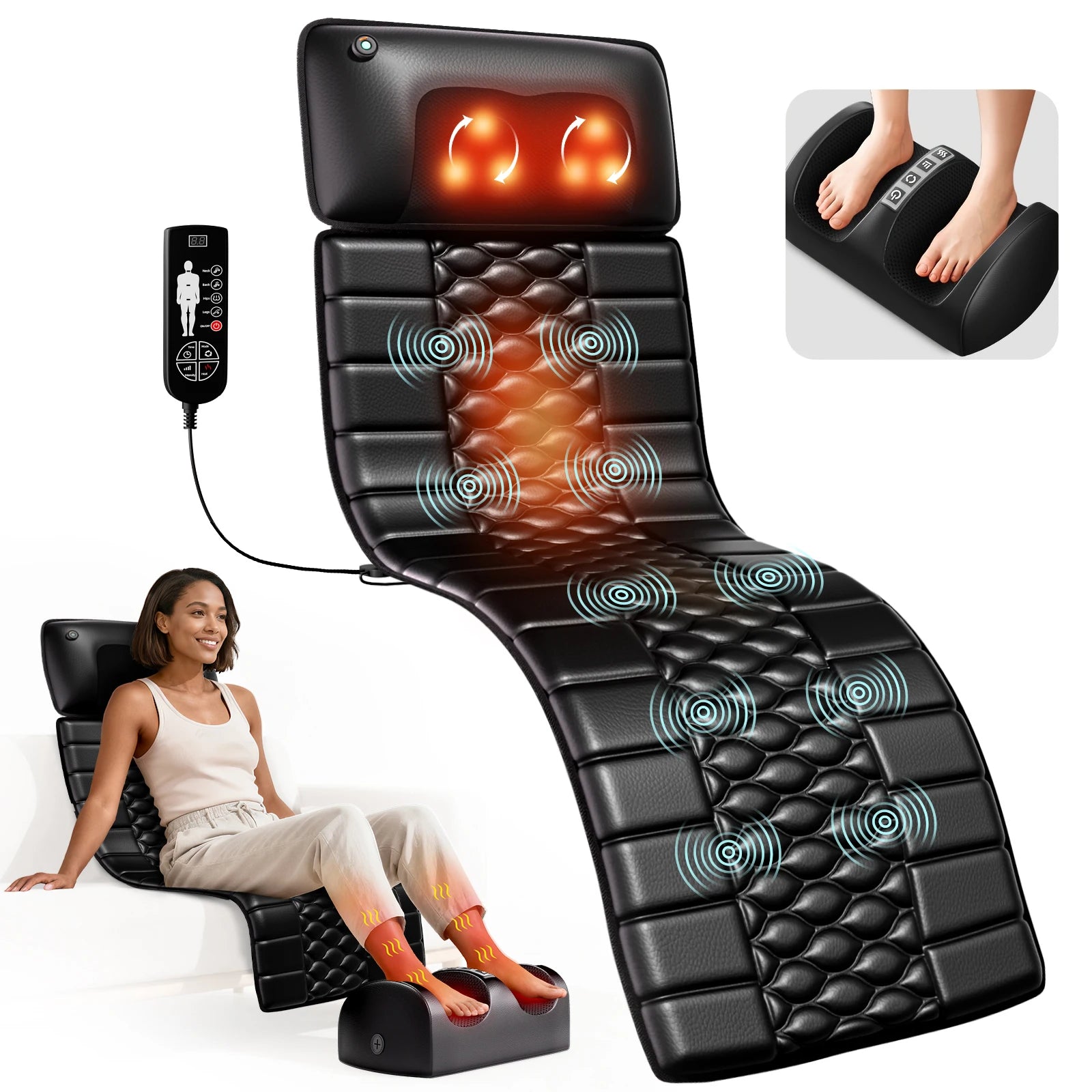 Full-Body Shiatsu Massage Mat with Heat — 10 Motors × 9 Intensity Levels — view 7 of recovery & massage