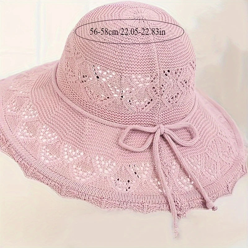 Women's Wavy Brim Straw Sun Hat, Packable Beach Hat — view 3 of hats