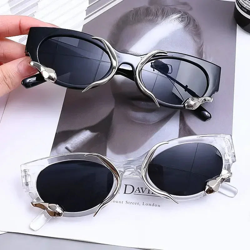 Y2K Snake Sunglasses — Statement Snake-Arm Oval Retro Luxury Designer UV400 Vintage Shades — view 5 of sunglasses