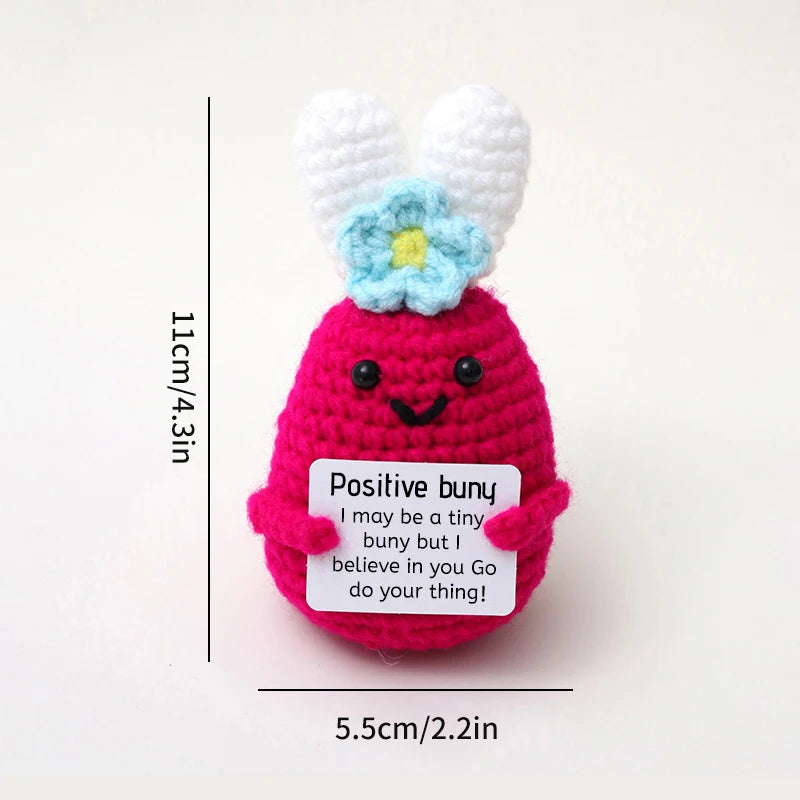 Home Decor Hand-Woven Crochet Ornament — Funny Vegetable Animal Doll with Hugging Card, Positive Energy Desk Accent & Gift
