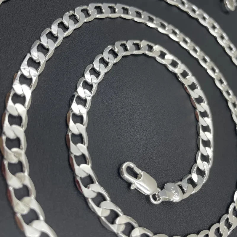Men's 925 Sterling Silver Cuban Link Chain Necklace — 2-12mm Face Chain Jewelry — view 4 of jewelry