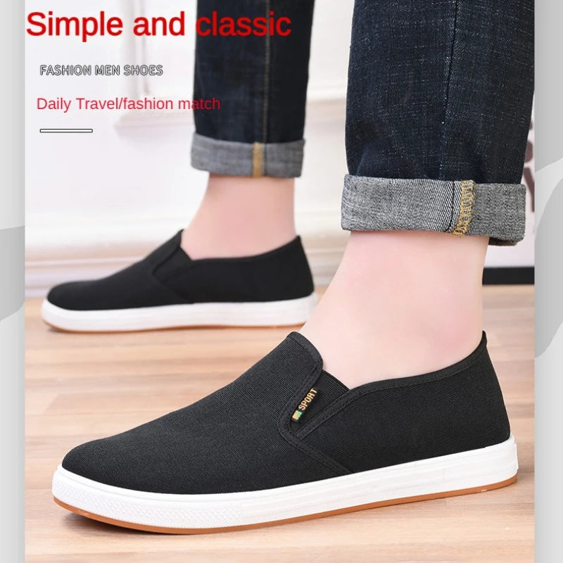 All-Season Men's Canvas Sneakers — Vulcanized Slip-On Flat Casual Shoes — view 5 of sneakers
