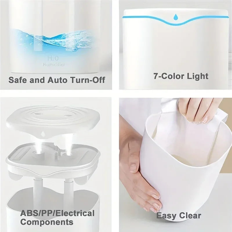 2000ml Cool Mist Air Humidifier – Dual Spray USB Diffuser with Colorful Night Light — view 3 of home & kitchen