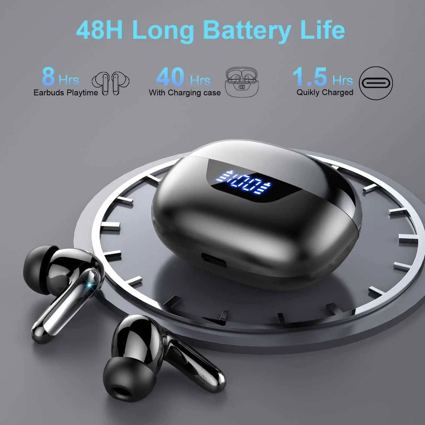 Bluetooth 5.3 wireless in-ear stereo earphones with ENC clear call microphones — view 5