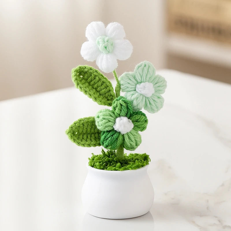 Home Decor Handmade Crochet Potted Plant — Cute Mini Faux Flower for Car, Desk & Office — view 6 of home decor